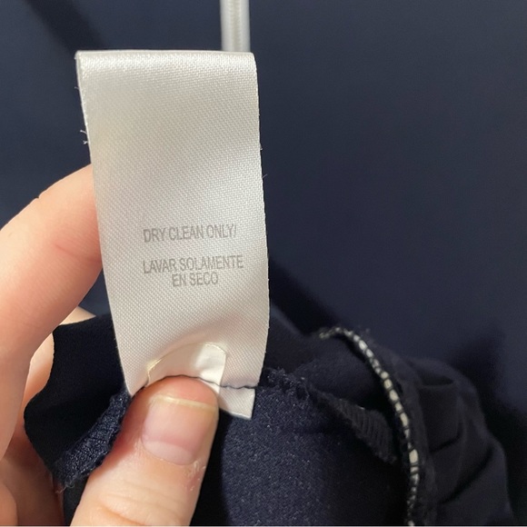 Sandra Darren White and Navy Sleeveless Ruffle Dress Size 12 - Picture 6 of 7